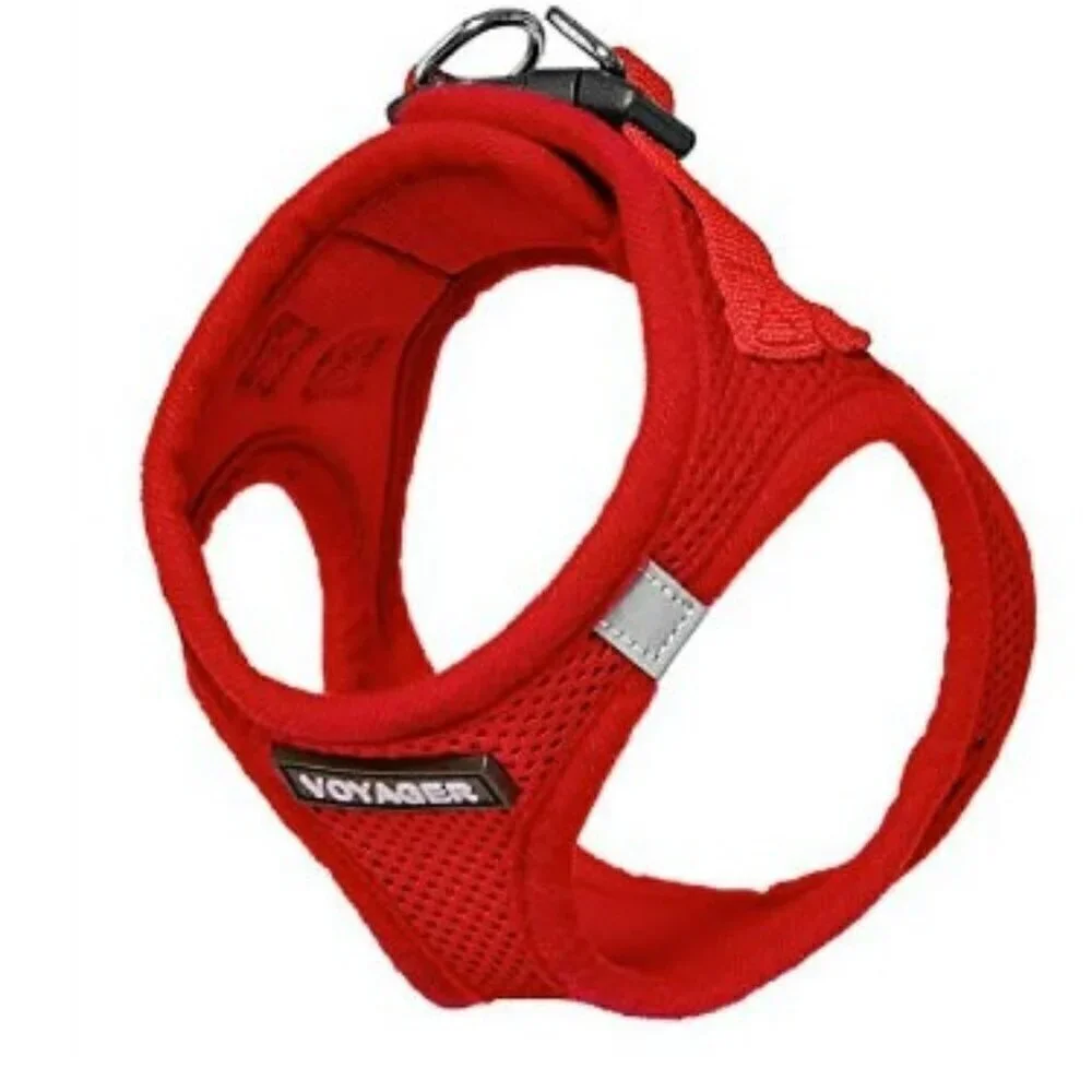 RED STEP-IN MESH DOG PET HARNESS